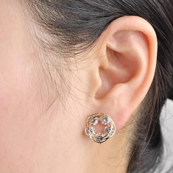 VQ Copper Stud Earrings - Picture 2 of 6